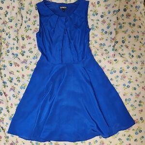 Express Small Blue A-Line Sundress with Small Keyhole In The Front,